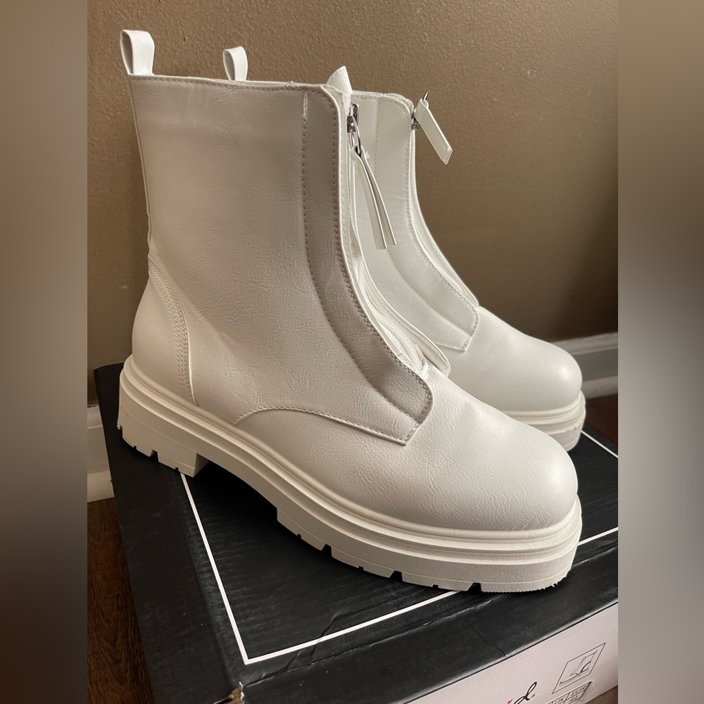 White Combat Boots